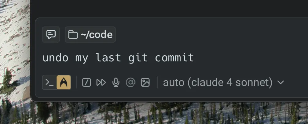 The Agent icon in the Universal input indicates that Agent Mode is active.
